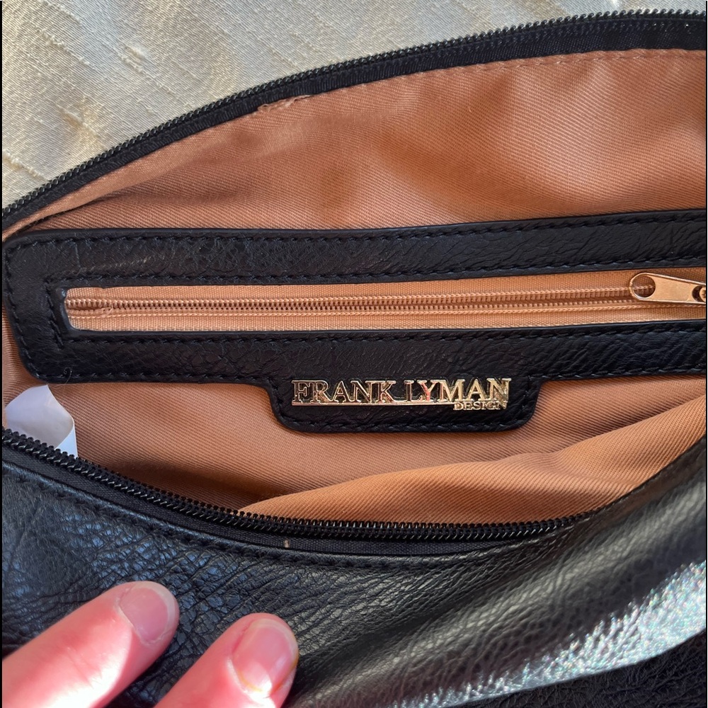 Frank Lyman Vintage Black Leather Shoulder Bag, NWOT - Picture 7 of 14